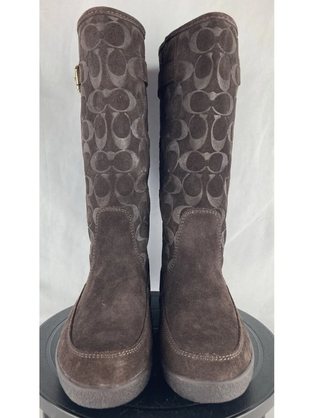 NEW Women’s Size 7 Coach Tanesha Suede Boots Chestnut Signature C A7308 Mid-Calf